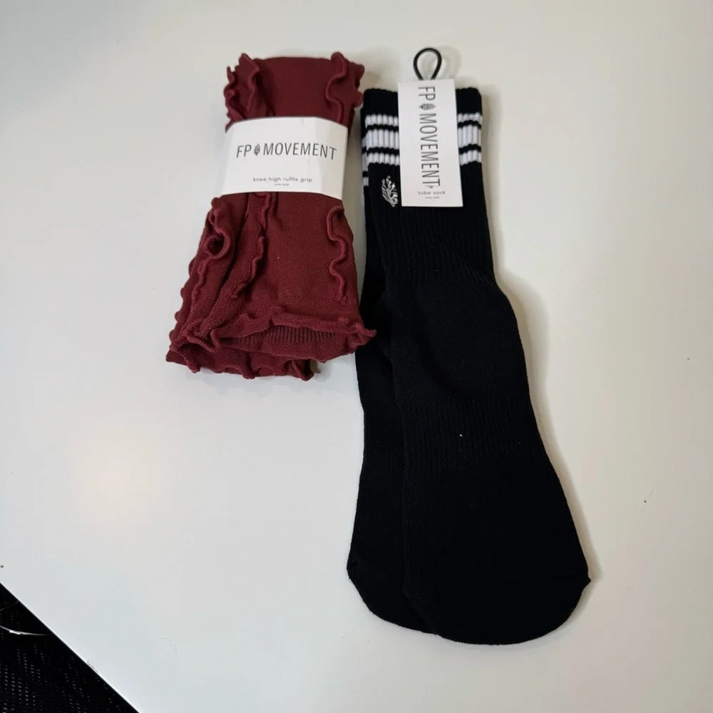FP Movement Socks and FP Movement knee-high ruffle grip socks one size